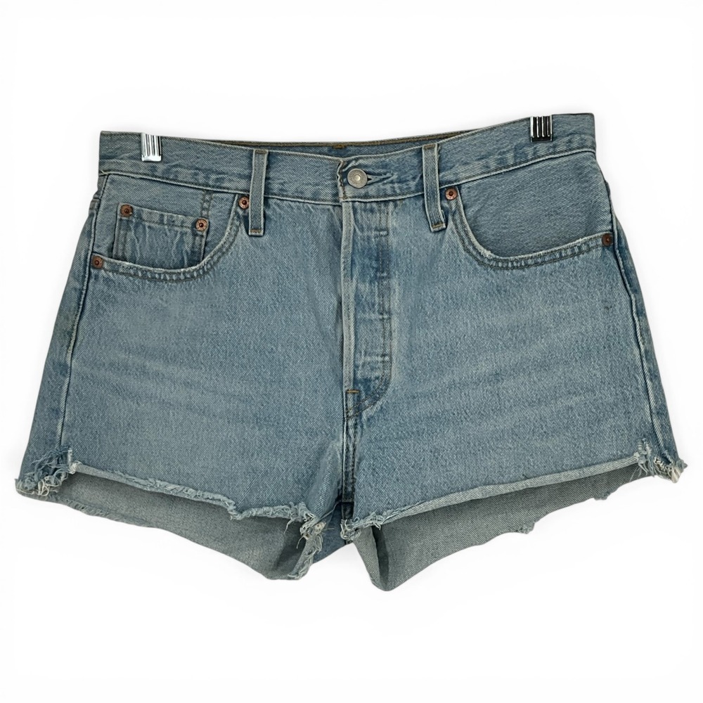 Vtg Levis 501 Original Cutoff Denim Shorts Light Wash Blue Button Fly Size 32